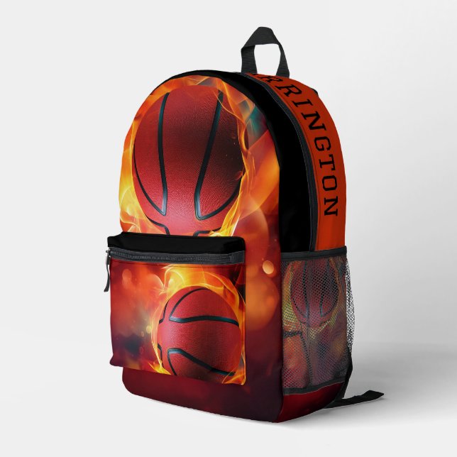 Mochila Impresa Baloncesto de floración de nombre personalizado (Esquina derecha trasera )