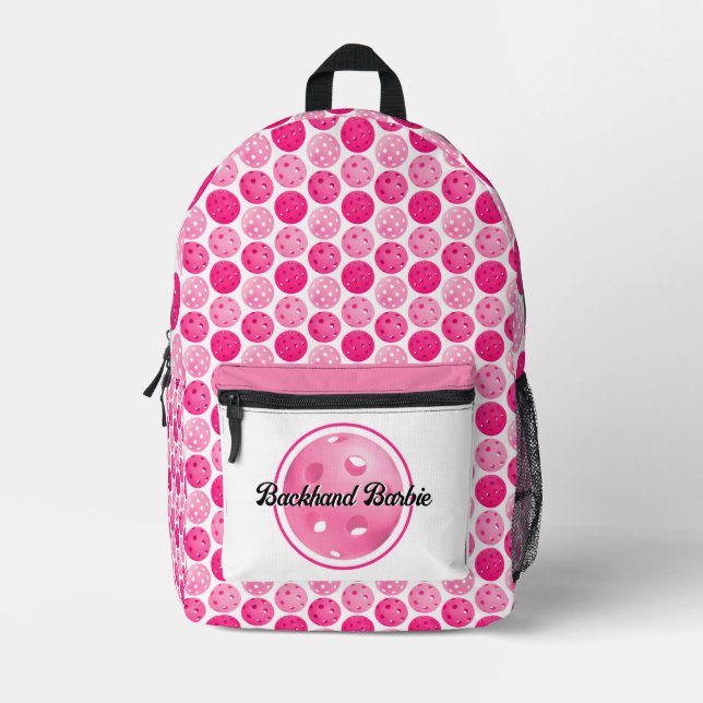 Mochila Impresa Baloncesto rosa y bolas blancas personalizadas (Anverso)