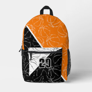 Mochila Impresa balones de baloncesto en arte de línea sobre naran