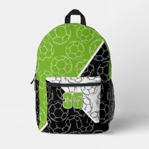 Mochila Impresa balones de fútbol con arte de línea sobre bloques 