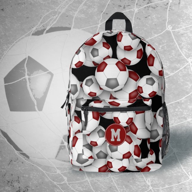 Mochila Impresa Balones de fútbol gris monogramados por atletas (Subido por el creador)