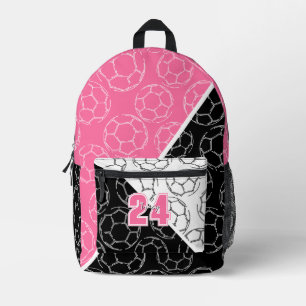 Mochila Impresa balones de fútbol patrón de arte de línea en rosa
