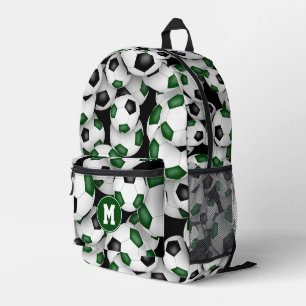 Mochila Impresa balones de fútbol verdes con monograma para atleta