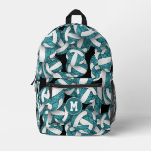 Mochila Impresa balones de voleibol monogramados de color azul ver