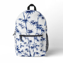 Bambú Afortunado Estilo Imari Azul Blanco