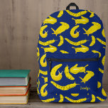 Mochila Impresa Banana Sale Luces Amarillo Brillante, Azul Real Pa<br><div class="desc">Esta mochila presenta ilustraciones de babosas de plátano en un brillante y alegre decorado en amarillo contra un fondo azul real. El bolsillo delantero tiene un punto para añadir tu nombre u otro texto con letras amarillas.</div>