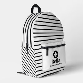 Mochila Impresa Banda de nombres de enfermeras personalizadas