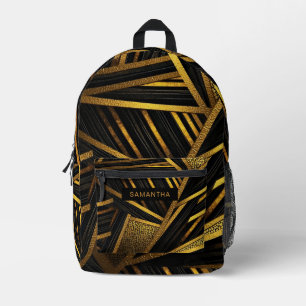 Mochila Impresa Bandas abstractas de negro y oro (11)
