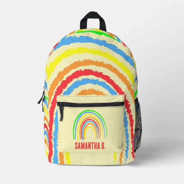 Mochila Impresa Bandas arco iris Monograma Nombre (Anverso)