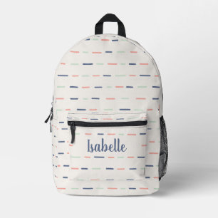 Mochila Impresa Bandas Azules Rojas Tiras Típicas Monograma Nombre