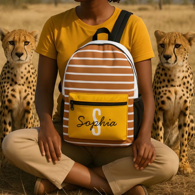 Mochila Impresa Bandas de caramelo y blanco con bolsillo amarillo  (Subido por el creador)