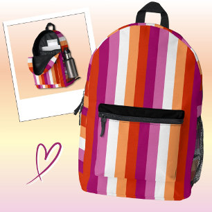 Mochila Impresa Bandas de la bandera lesbiana LGBTQ+ Orgullo -