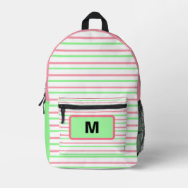 Mochila Impresa Bandas geométricas monogramo Blanco verde rosa