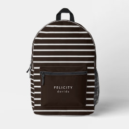 Mochila Impresa Bandas horizontales monogramo marrón y blanco