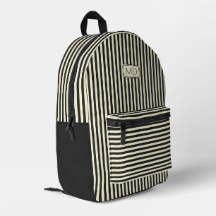 Mochila Impresa Bandas modernas monogramadas retro negro y crema