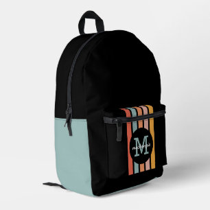 Mochila Impresa Bandas retro-coloreadas monogramadas personalizada