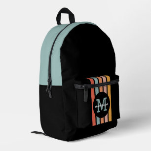 Mochila Impresa Bandas retro-coloreadas monogramadas personalizada