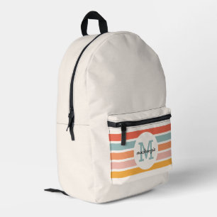 Mochila Impresa Bandas retro-coloreadas monogramadas personalizada