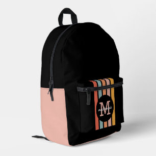 Mochila Impresa Bandas retro-coloreadas monogramadas personalizada