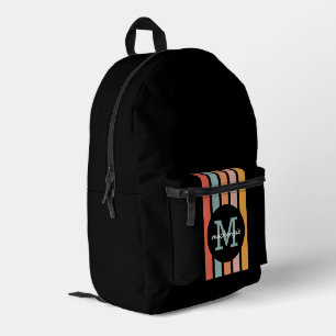 Mochila Impresa Bandas retro-coloreadas monogramadas personalizada
