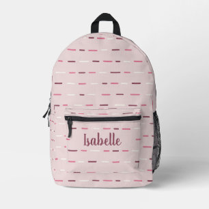 Mochila Impresa Bandas rosadas y crudas Monograma nombre