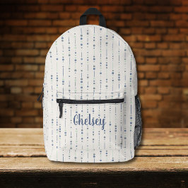 Mochila Impresa Bandas verticales redondeadas azul Monograma Nombr