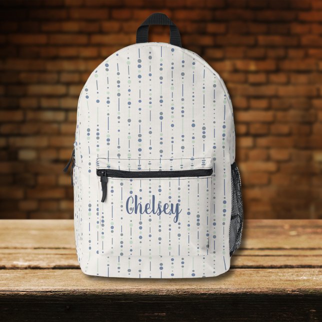 Mochila Impresa Bandas verticales redondeadas azul Monograma Nombr (Subido por el creador)