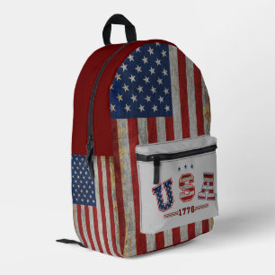 Mochila Impresa Bandera Americana Distorsionada 1776 Veteranos Pat
