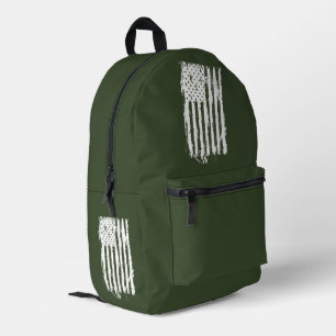 Mochila Impresa Bandera Americana Distorsionada Blanca