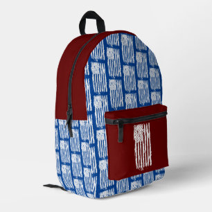 Mochila Impresa Bandera Americana Distressed Blanca