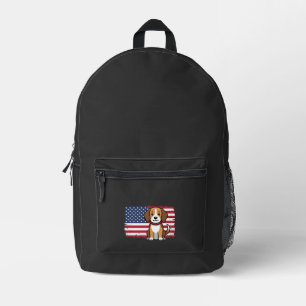 Mochila Impresa Bandera Americana Perro Patriótico Vector