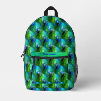 Mochila Impresa Bandera azul Iris Patrón de flor Personalizado