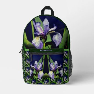Mochila Impresa Bandera Azul Única Naturaleza de las flores Iris P