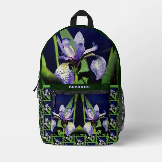 Mochila Impresa Bandera Azul Única Naturaleza de las flores Iris P (Anverso)