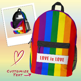 Mochila Impresa Bandera de arcoíris personalizada LGBTQIA+ Love St