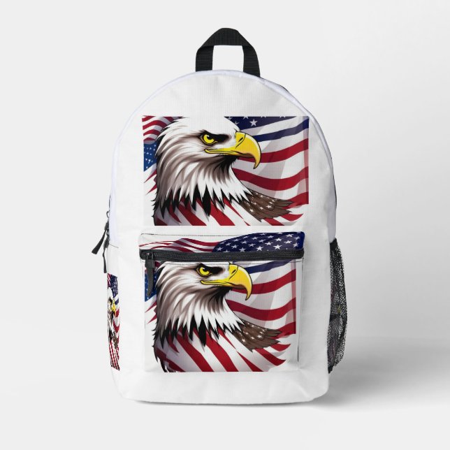 Mochila Impresa Bandera de Estados Unidos y diseño de águila (Anverso)
