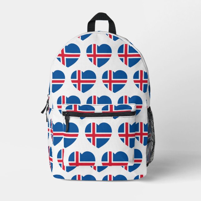 Mochila Impresa Bandera del corazón de Islandia (Anverso)