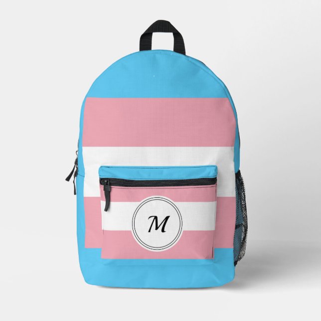 Mochila Impresa Bandera del orgullo transgénero con una inicial pe (Anverso)