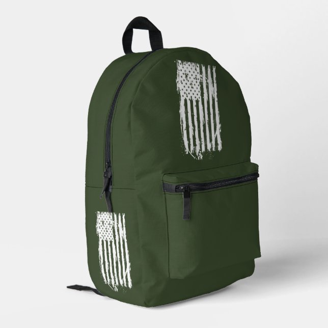 Mochila Impresa Bandera estadounidense con problemas en blanco (Esquina izquierda trasera)