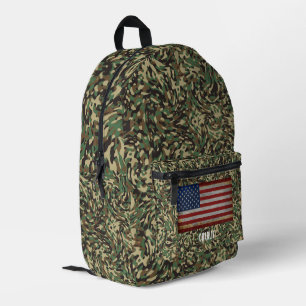 Mochila Impresa Bandera personalizada Camuflaje Verde Nombre Perso