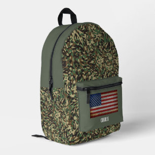 Mochila Impresa Bandera personalizada Camuflaje Verde Nombre Perso