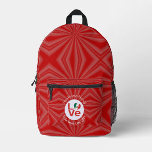 Mochila Impresa Bandera Roja Mexicana de AMOR personalizada