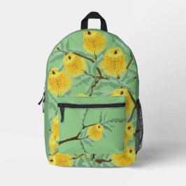 Mochila Impresa Banksia australiana flores amarillo verde