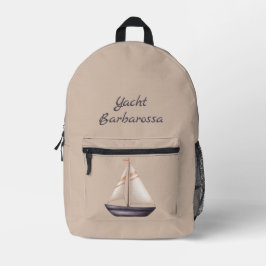 Mochila Impresa Barca de vela marrón y nombre en beige