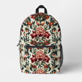 Mochila Impresa Barroco italiano. Flores y hojas de moda