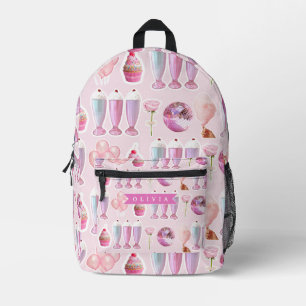 Mochila Impresa Batido Retro Rosa Personalizado Coquette Lindo