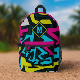 Mochila Impresa Beautiful Abstract Graffiti Pattern Monogram