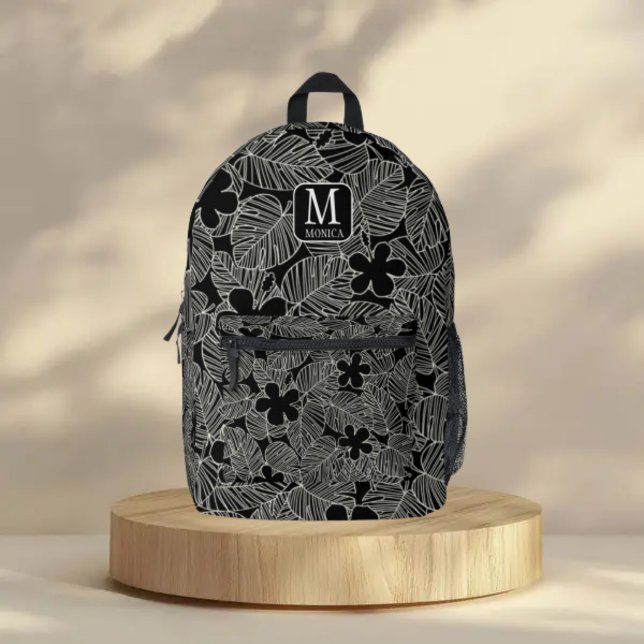 Mochila Impresa Beautiful black and whitetropical plant and flower (Subido por el creador)