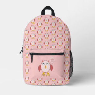 Mochila Impresa Bebé rosa lindo Lechuza