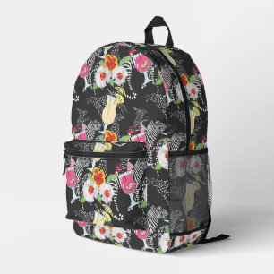 Mochila Impresa Bebidas Tropicales Con Animales